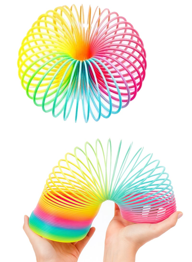 لعبة الزنبرك السحرية العملاقة بألوان قوس قزح – لعبة كلاسيكية مرنة للأطفال، لعبة حسية مضادة للتوتر، لعبة زنبرك تعليمية آمنة وممتعة للأولاد والبنات، لعبة التمدد والقفز الملونة لتسلية الأطفال من عمر 3 سنوات فأكثر - Image 1