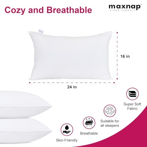 MAXNAP Mischief Comfort Pillow with White Beading | Soft & Fluffy Microfiber Fill | Elegant Design with Gentle Support | Standard 24 x 16 Inch | Pack of 1 - Image 3