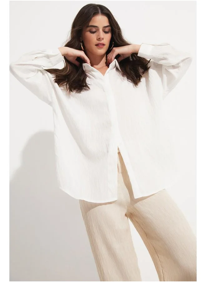 JUNE June Women Viscose Blend Woven Shirt White
