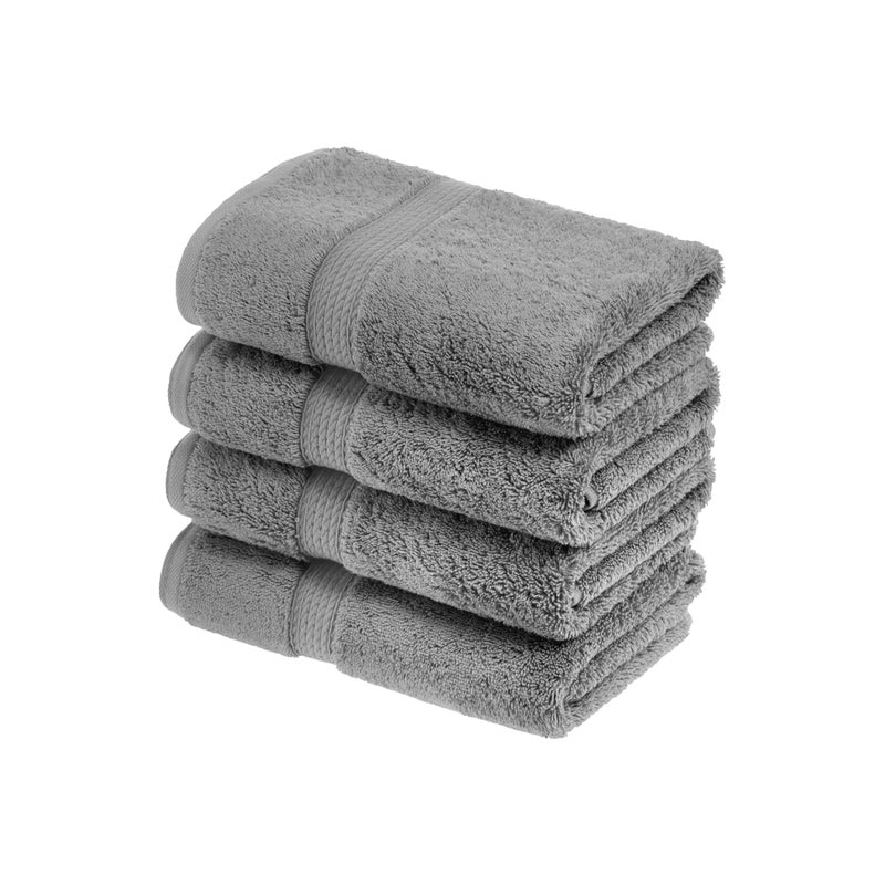 Superior Egyptian Cotton Pile Hand Towel Set of 4 Ultra Soft Luxury Towels Thick Plush Essentials Absorbent Heavyweight Guest Bath Hotel Spa Home Bathroom Shower Basics Charcoal