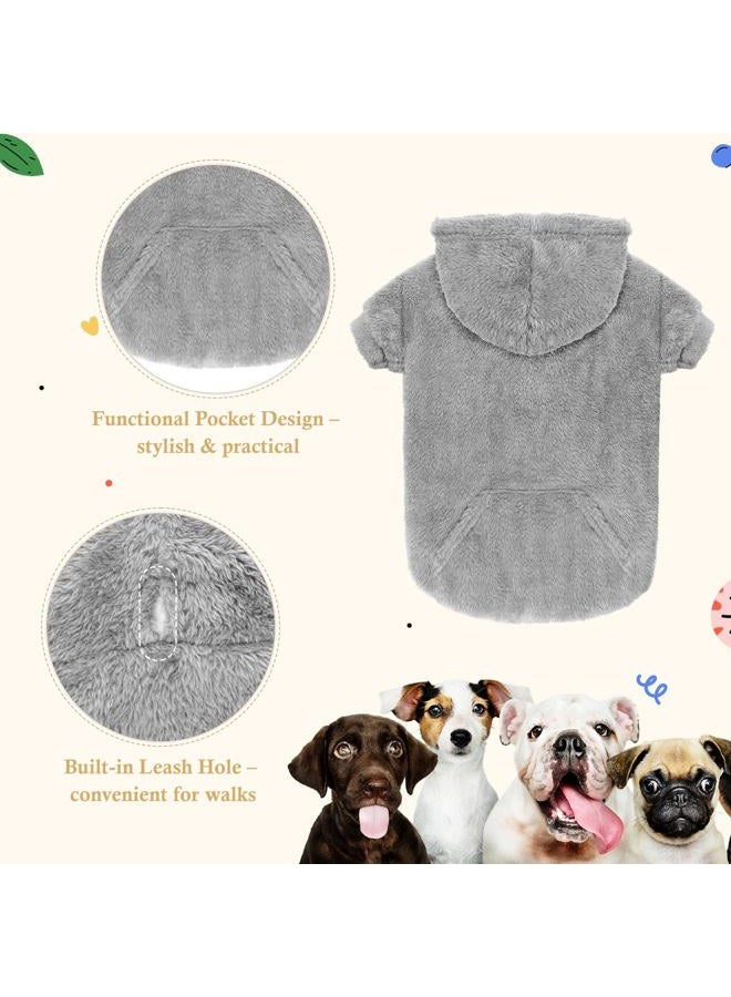 Waoduld Dog Sweater,Dog Hoodies for Large Dogs,Warm Fuzzy Fleece Sweatshirt with Hood & Pocket,Leash Hole,Cozy Cold Weather Pet Clothes Pet Sweater for Medium Large Dogs(Grey,XL) - Image 4