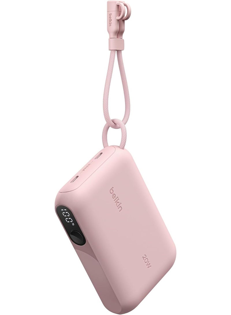 belkin Portable Charger, Slim USB-C Power Bank 10,000mAh with 2 USB-C Ports, Digital Battery Display, 20W Charging for iPhone 16, 15, Plus, Pro, Pro Max, Samsung Galaxy S25, S24, Pixel 9, iPad, & More Pink - Image 1