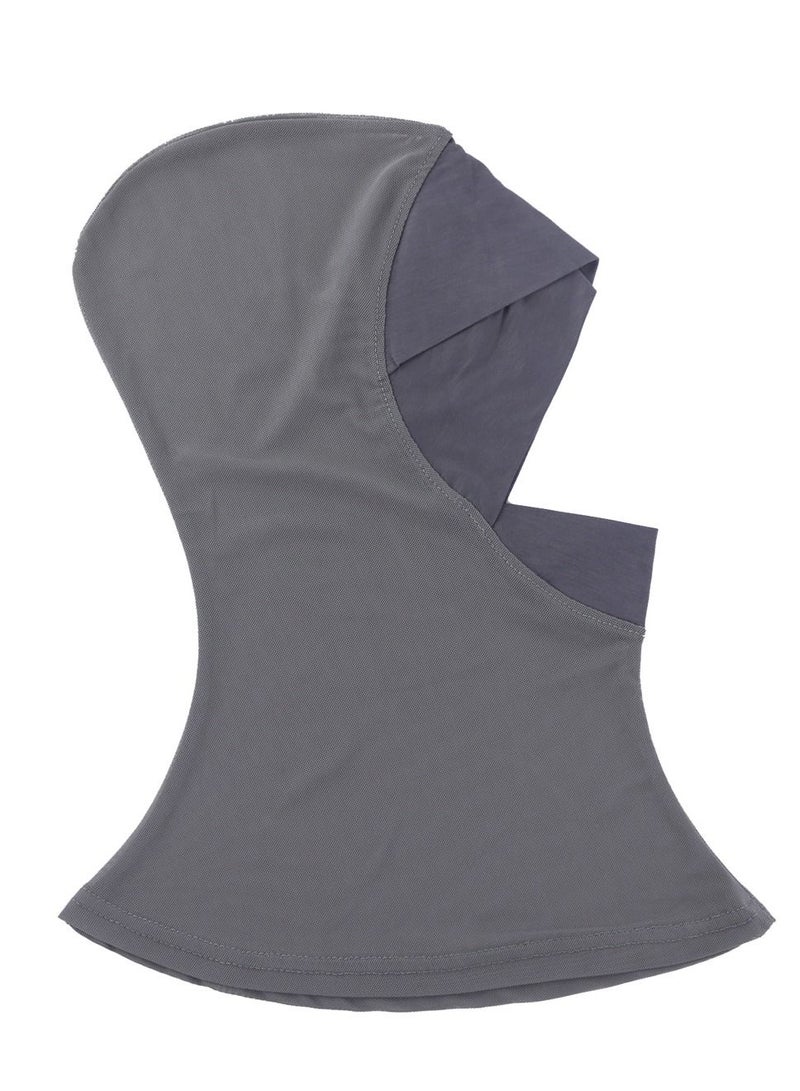 Loquat Women's Modal Net Stitching Long Scarf Solid Color Stretch Hijab Inner Cap Grey - Image 2