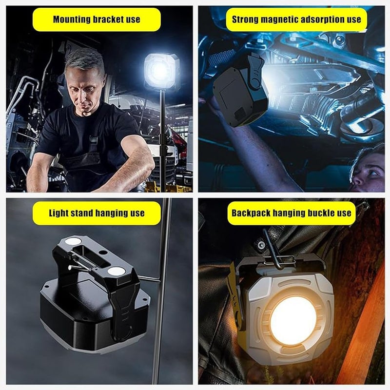 مصباح عمل مغناطيسي رمادي 2400 لومن، مصباح فحص LED دوار 360 درجة، كشاف فيضان محمول - Image 5