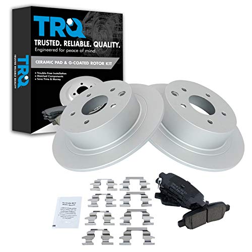 TRQ Rear Brake Pad & Rotor Kit Brake Pads Brake Rotor Ceramic Premium G-Coated Compatible with 2017-2019 Ford Escape 2013-2018 Fusion 2015-2018 Lincoln MKC 2013-2016 MKZ - Image 1