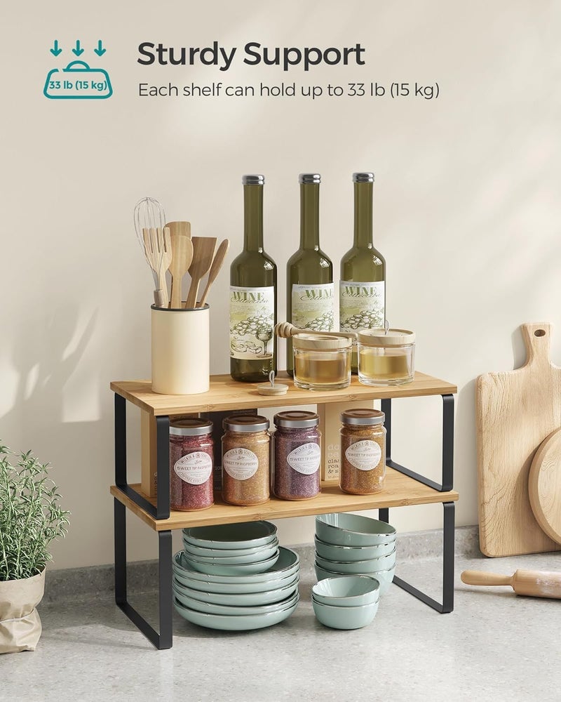 Silant Makers Adjustable Kitchen Cabinet Shelf Risers, Set of 2 – Space-Saving Counter & Pantry Organizers | Stackable Storage Risers for Dishes, Pantry Goods, Jar, Bottles, Kitchen Essentials | - Image 5