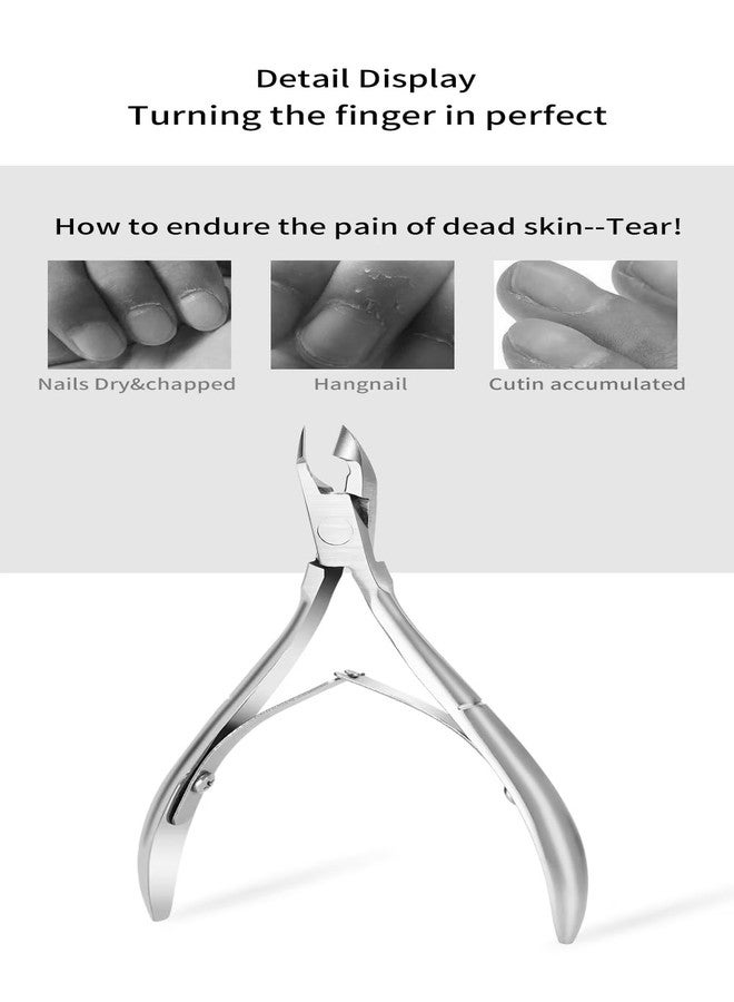 Aeoss قاطع جلد الأظافر من آيوس مقص أظافر من الفولاذ المقاوم للصدأ لقاطع أظافر القدم السميكة مع زنبركين مزدوجين 1/4 مع غطاء 4" - Image 3