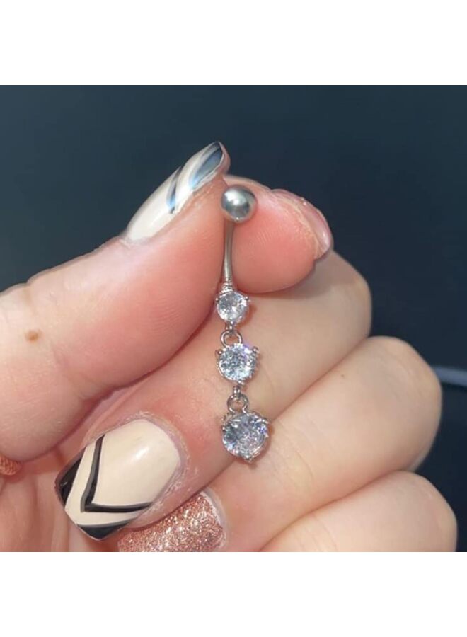 حلقات زر البطن للنساء، فضي، وثقب حديد على شكل زهرة الهدال مجوهرات جسم من التيتانيوم المنحني بشكل عكسي، حلقات سرة البطن، مشبك فولاذي جراحي (ذهبي). - Image 3