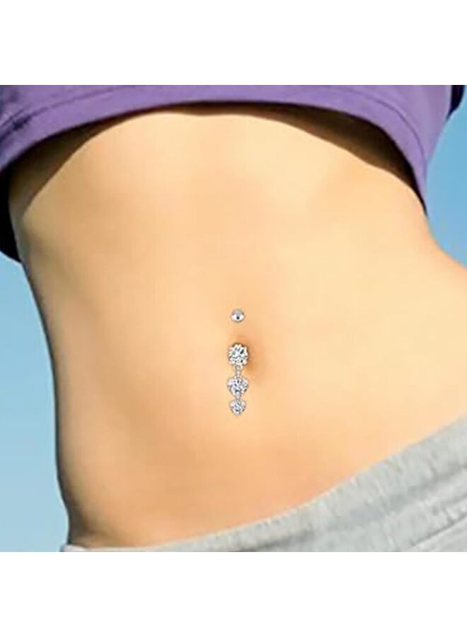 حلقات زر البطن للنساء، فضي، وثقب حديد على شكل زهرة الهدال مجوهرات جسم من التيتانيوم المنحني بشكل عكسي، حلقات سرة البطن، مشبك فولاذي جراحي (ذهبي). - Image 4