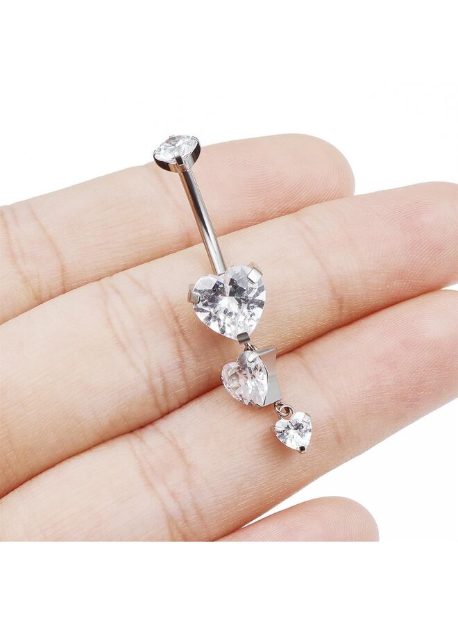 حلقات زر البطن للنساء، فضي، وثقب حديد على شكل زهرة الهدال مجوهرات جسم من التيتانيوم المنحني بشكل عكسي، حلقات سرة البطن، مشبك فولاذي جراحي (ذهبي). - Image 2