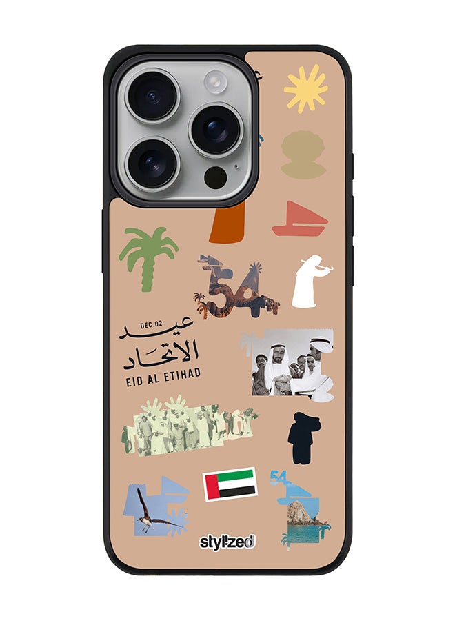 Stylizedd for iPhone 16 Pro Case [Compatible with MagSafe] Magnetic cover Slim fit Camera Protection, Shockproof Thin Phone Case- Eid Al Etihad 54th UAE National Day, Brown - Image 1