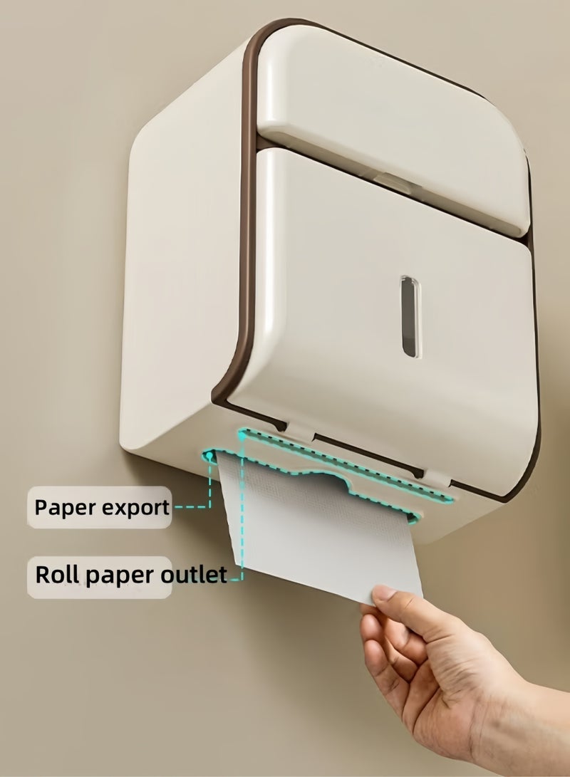 HQ-GAMING Toilet Paper Holder with Shelf Wipes Dispenser for Bathroom Toilet Paper Holder with Storage Upgrade Drawer Design Toilet Tissue Holder Small Bathroom Shelf Wall Mount - Image 3