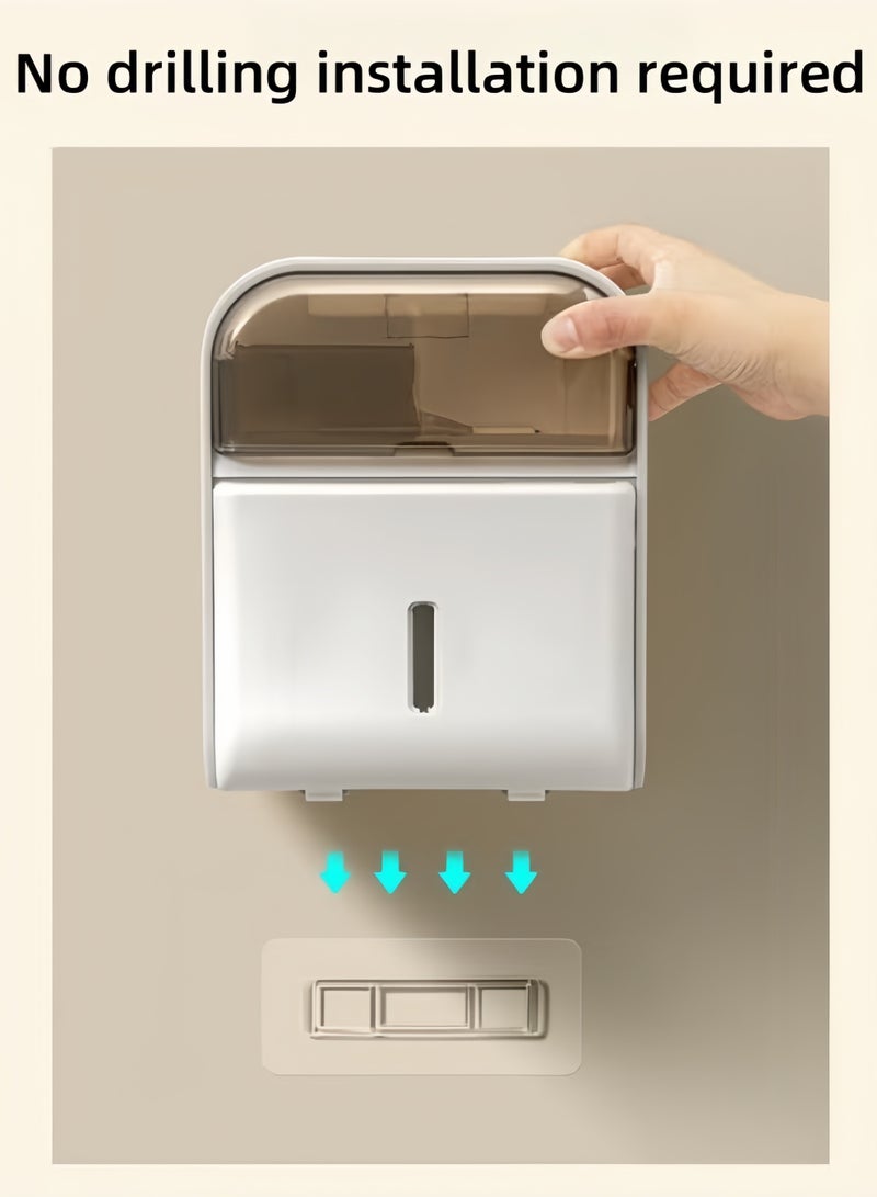 HQ-GAMING Toilet Paper Holder with Shelf Wipes Dispenser for Bathroom Toilet Paper Holder with Storage Upgrade Drawer Design Toilet Tissue Holder Small Bathroom Shelf Wall Mount - Image 4