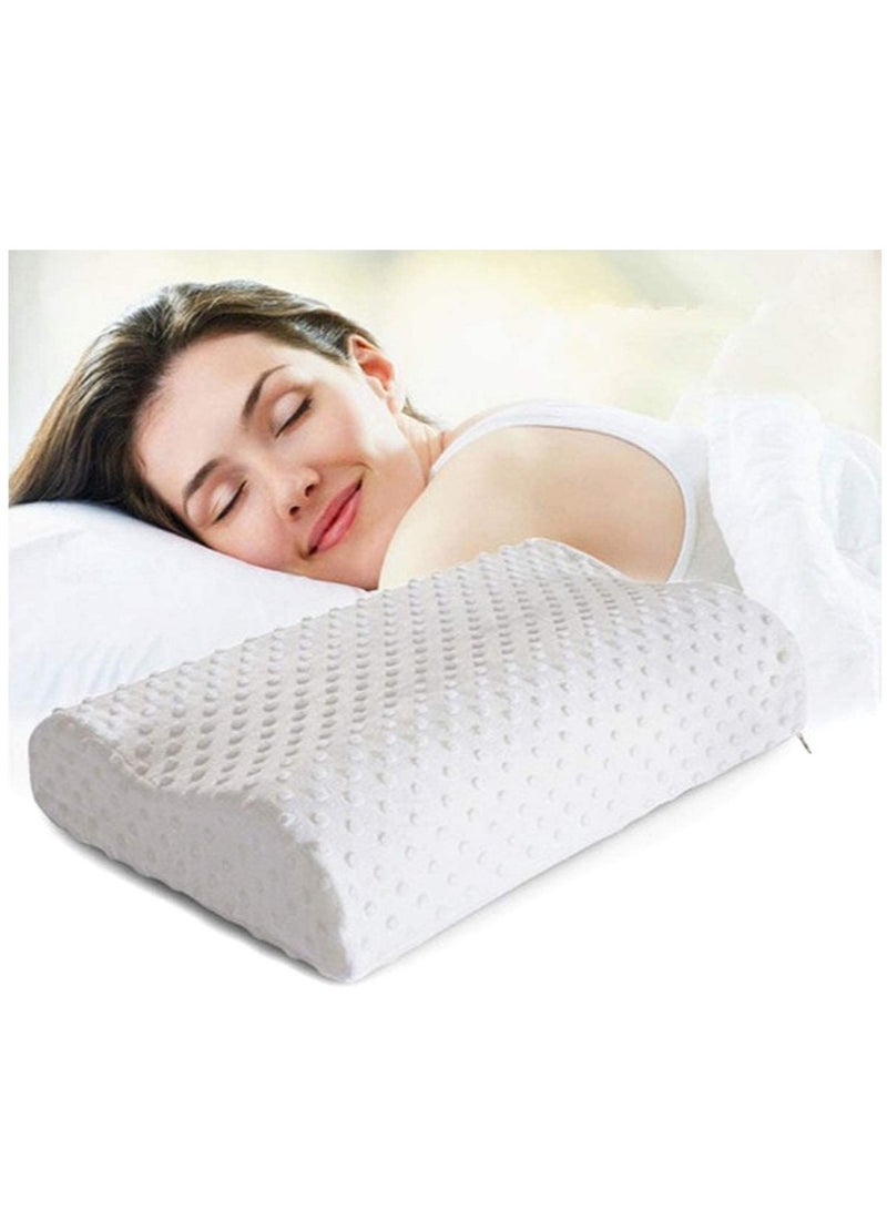 Cervical Orthopedic Memory Foam Pillow Standard Size Neck & Back Support Pillow for Sleeping with Removable Zipper Cover (23” L x 13.8” W x 4” H | Color: White | 2pcs Set - Image 1