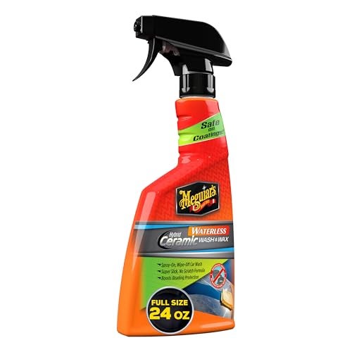 Meguiars Hybrid Ceramic Waterless Wash Wax Waterless Car Wash Spray with Ceramic Chemistry for a Slick Protective Barrier NoScratch Formula for Glossy Paint and Ceramic Coatings 24 Oz