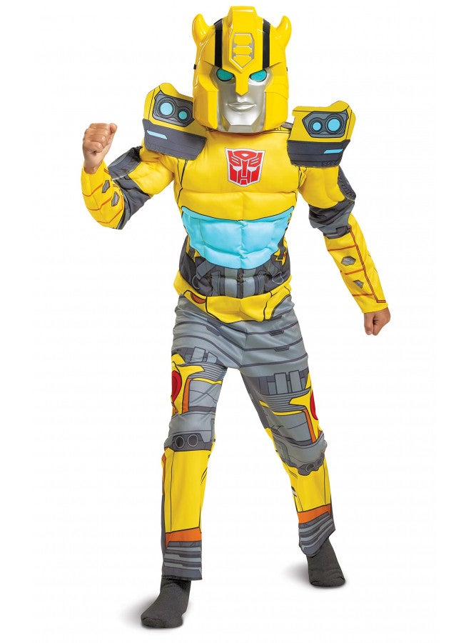 Disguise Bumblebee Costume, Muscle Transformer Costumes for Boys, Padded Character Jumpsuit, Kids Size Medium (7-8) - Image 1