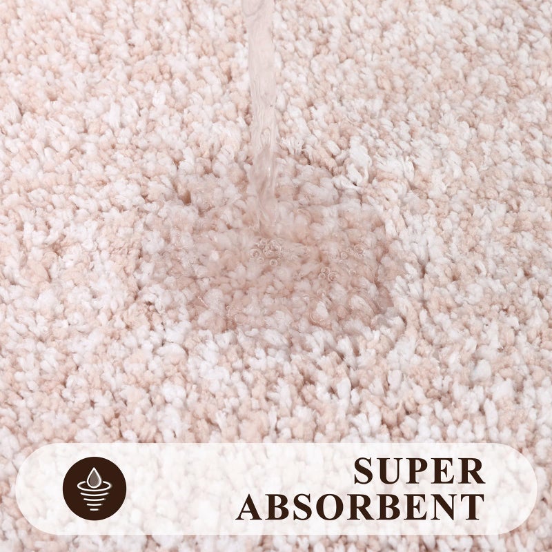 PAUWER Pauwer 3 Piece Bath Mat Set Bathroom Rugs  Non Slip Plush Bathroom Mats  Absorbent Shaggy Bathroom Rug Set with U-Shaped Contour Toilet Mat for Bathroom Bedroom Living Room  Dusty Pink - Image 4