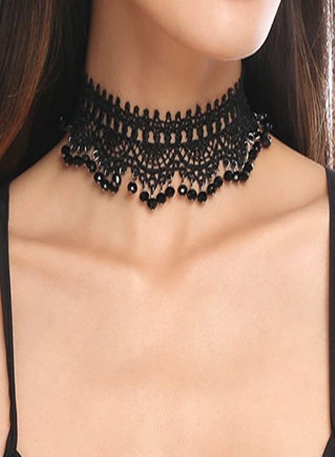 Missgrace Boho Punk Vintage Black Shiny Crystal Beads Choker Necklace for Women Chunky Short Multilayer Necklace Black Chain Necklace Jewelry for Women - Image 1