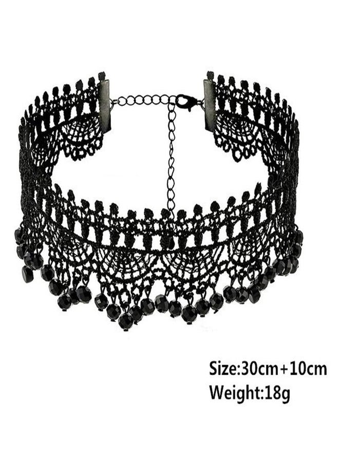 Missgrace Boho Punk Vintage Black Shiny Crystal Beads Choker Necklace for Women Chunky Short Multilayer Necklace Black Chain Necklace Jewelry for Women - Image 5