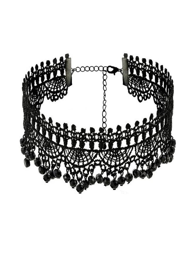Missgrace Boho Punk Vintage Black Shiny Crystal Beads Choker Necklace for Women Chunky Short Multilayer Necklace Black Chain Necklace Jewelry for Women - Image 3