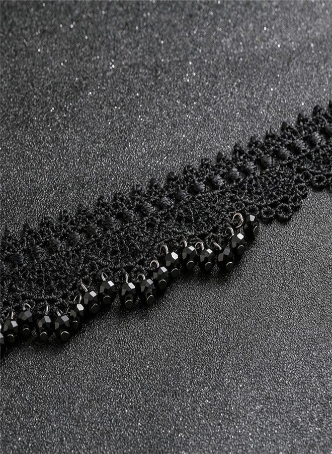 Missgrace Boho Punk Vintage Black Shiny Crystal Beads Choker Necklace for Women Chunky Short Multilayer Necklace Black Chain Necklace Jewelry for Women - Image 4