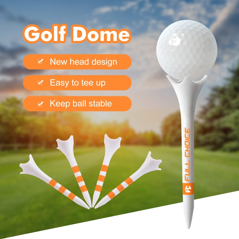 Full Choice Plastic Golf Tees 60 Pack (2-3/4") - Reduce Friction & Increase Distance, Golf Plastic Tees (White with Blue Strips - Image 5