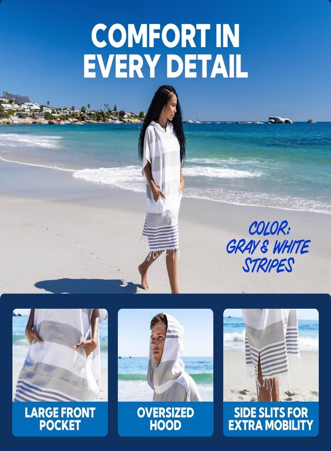 SUN NINJA Surf Poncho - 100% Turkish Cotton Hooded Adult Changing Towel Poncho for Men and Women, Made in turkey, Lightweight, Compact and Quick Dry Travel Essential for Surf, Beach, Pool and Swim - Image 4