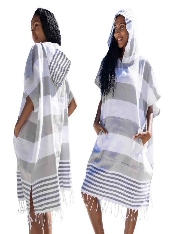 SUN NINJA Surf Poncho - 100% Turkish Cotton Hooded Adult Changing Towel Poncho for Men and Women, Made in turkey, Lightweight, Compact and Quick Dry Travel Essential for Surf, Beach, Pool and Swim - Image 1
