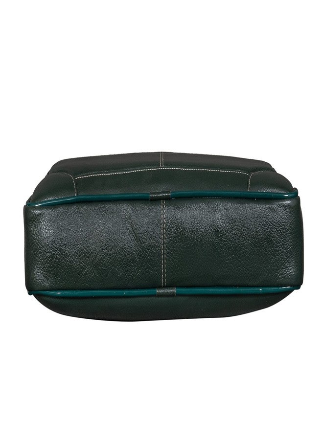 BRAND LEATHER Top Grain Genuine Leather 15.6 Inch Laptop Messenger Bag For Office|Business|Travel (GREEN) - Image 4