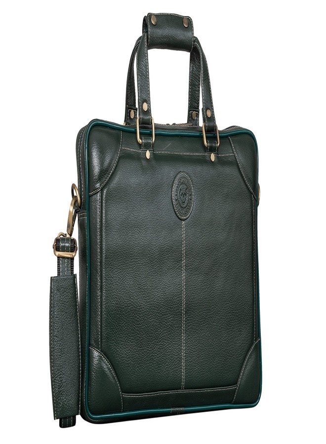BRAND LEATHER Top Grain Genuine Leather 15.6 Inch Laptop Messenger Bag For Office|Business|Travel (GREEN) - Image 1