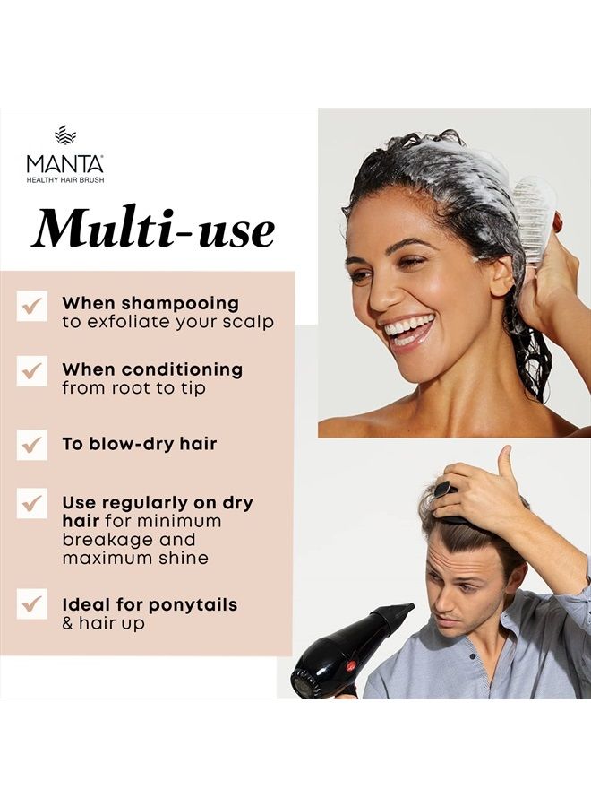 Manta فرشاة شعر مانتا - فرشاة شعر مرنة بالكامل - فرشاة لطيفة تساعد في منع تكسر الشعر - جهاز تدليك لفروة الرأس وفك تشابك الشعر (أسود-ذهبي) - Image 5