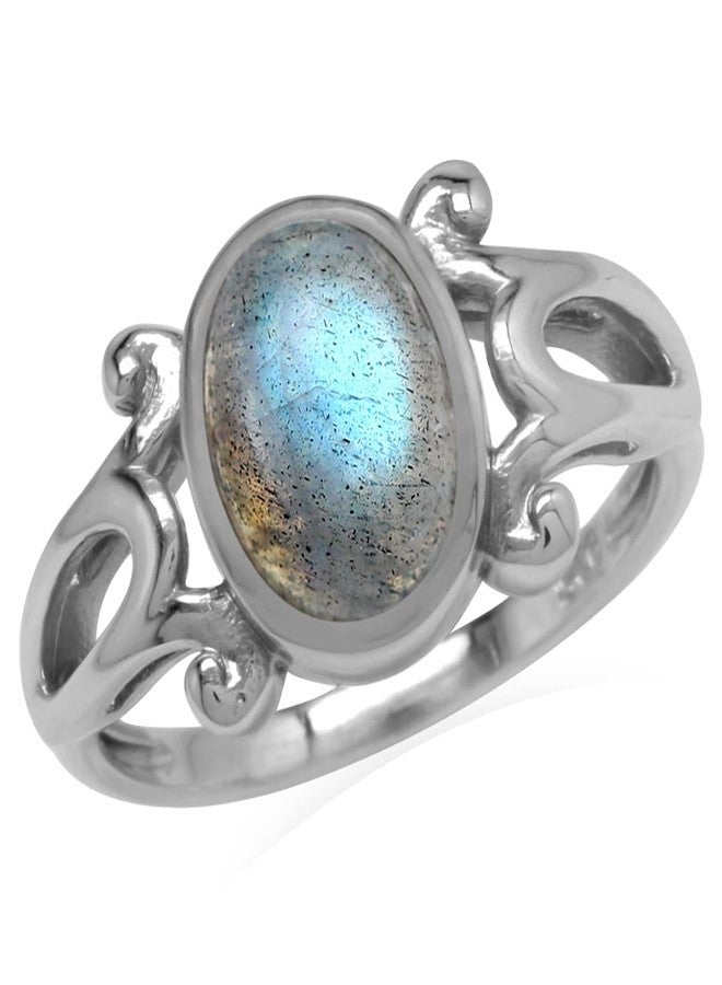Silvershake Genuine Labradorite 925 Sterling Silver ViCaratorian Inspired Casual Ring Size 7.25 - Image 1