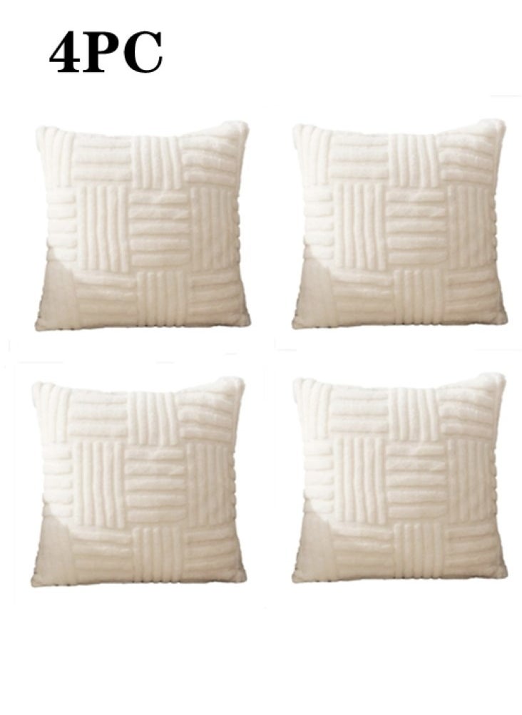 Kutis - 4-Piece Plush Pillow Cover Throw Pillowcase Sofa Pillow Cover White 45x45 Centimeter - Image 1