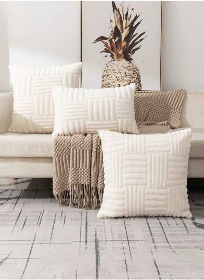Kutis - 4-Piece Plush Pillow Cover Throw Pillowcase Sofa Pillow Cover White 45x45 Centimeter - Image 1