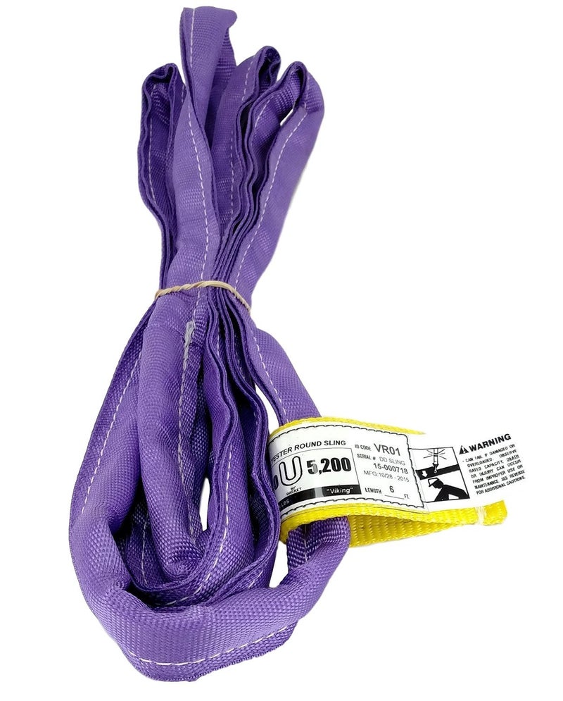 USA Made VR1 X 6 Purple Slings 412 Lengths in Listing Double PLY Cover Endless Round Poly Lifting Slings 2600 lbs Vertical 2080 lbs Choker 5200 lbs Basket USA Polyester6 FT