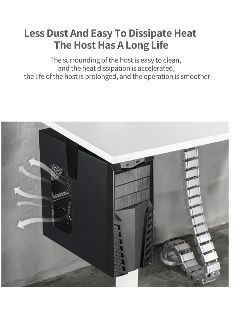 فلاشهوك حامل كمبيوتر مكتبي قابل للتعديل أسفل الطاولة، مثبت كمبيوتر ثقيل يوفر المساحة، حامل وحدة المعالجة المركزية (CPU) مع دوران 360 درجة، لجميع أبراج الكمبيوتر، أسود - Image 5