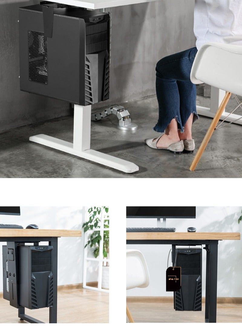 فلاشهوك حامل كمبيوتر مكتبي قابل للتعديل أسفل الطاولة، مثبت كمبيوتر ثقيل يوفر المساحة، حامل وحدة المعالجة المركزية (CPU) مع دوران 360 درجة، لجميع أبراج الكمبيوتر، أسود - Image 2