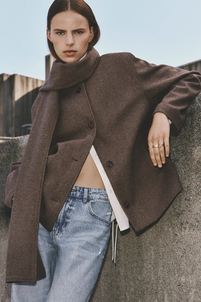 Scarf-detail jacket