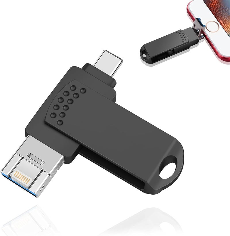 Ahlan USB Flash Drive, 1TB USB Memory Stick Thumb Drive with Type C for Smartphones/MacBook/PC/Tablets for Photos/Videos/Documents (Black) - Image 1