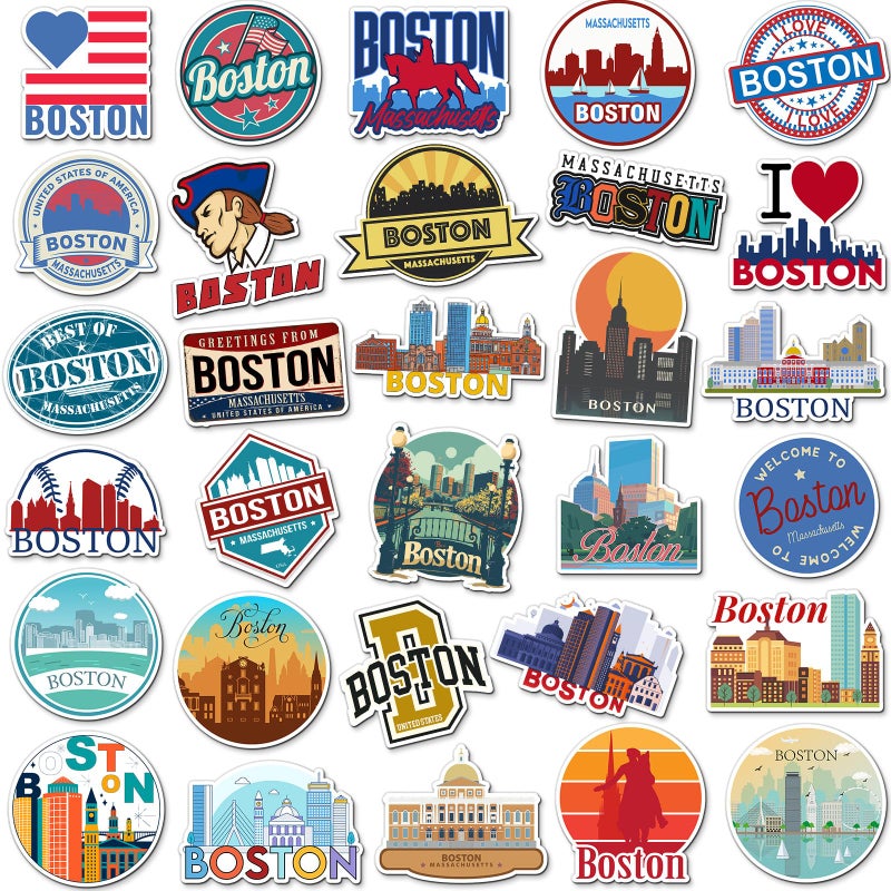 Konohan 30 Pcs Boston Souvenirs Gifts Boston Magnet for Refrigerator City Magnetic Refrigerator Stickers for Home Decoration - Image 1