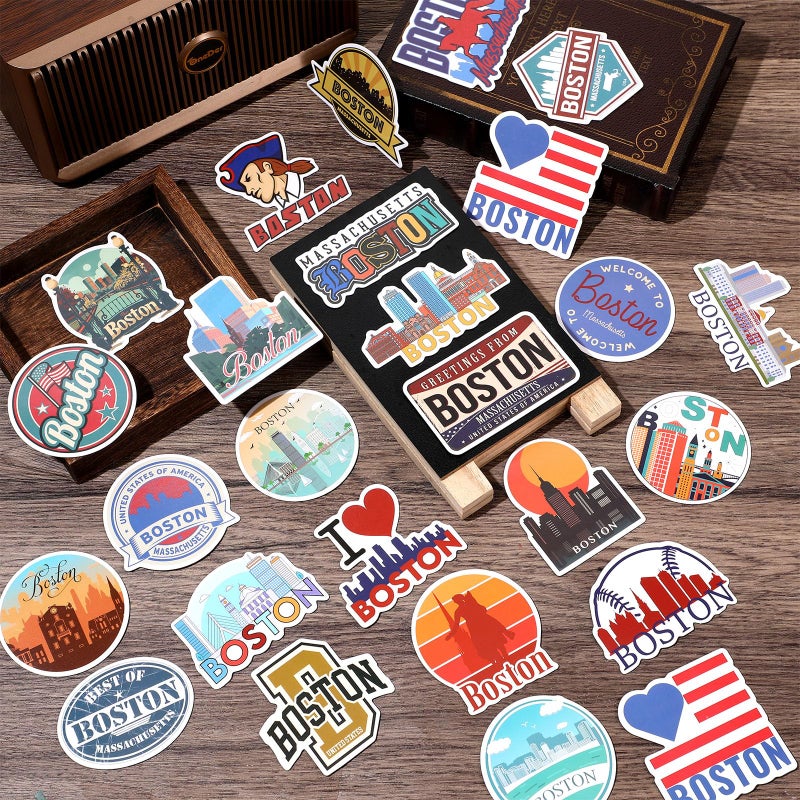 Konohan 30 Pcs Boston Souvenirs Gifts Boston Magnet for Refrigerator City Magnetic Refrigerator Stickers for Home Decoration - Image 3