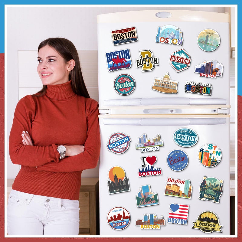 Konohan 30 Pcs Boston Souvenirs Gifts Boston Magnet for Refrigerator City Magnetic Refrigerator Stickers for Home Decoration - Image 5