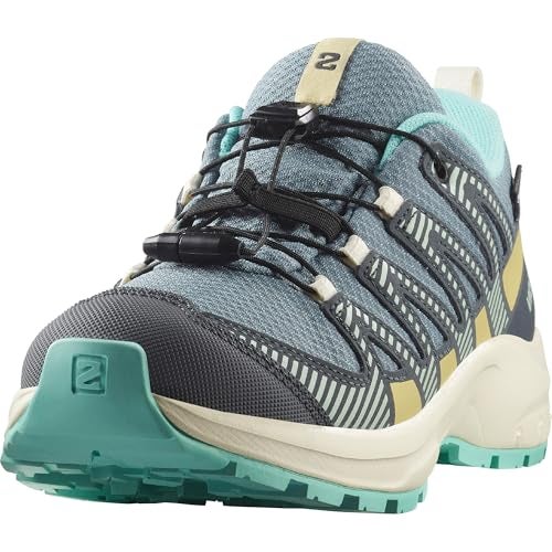 Salomon Unisex Junior’s XA Pro V8 Waterproof Trail Running Shoes for Kids - Trooper/Turbulence/Aruba Blue - 5 - Image 3