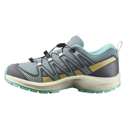 Salomon Unisex Junior’s XA Pro V8 Waterproof Trail Running Shoes for Kids - Trooper/Turbulence/Aruba Blue - 5 - Image 2