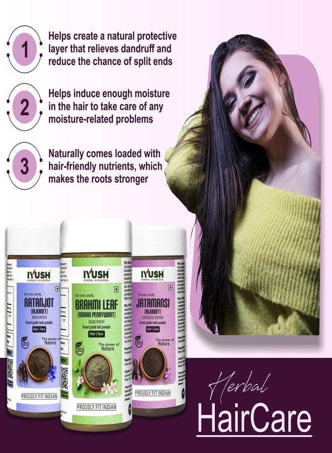 IYUSH Herbal Ayurveda Jatamansi Ratanjot Brahmi Powder - 750gm | Jatamansi Powder, Brahmi Powder, and Vembalam Pattai for Hair | Hair Volume Powder | Hair Pack for Hair Growth | (250gm each) - Image 3