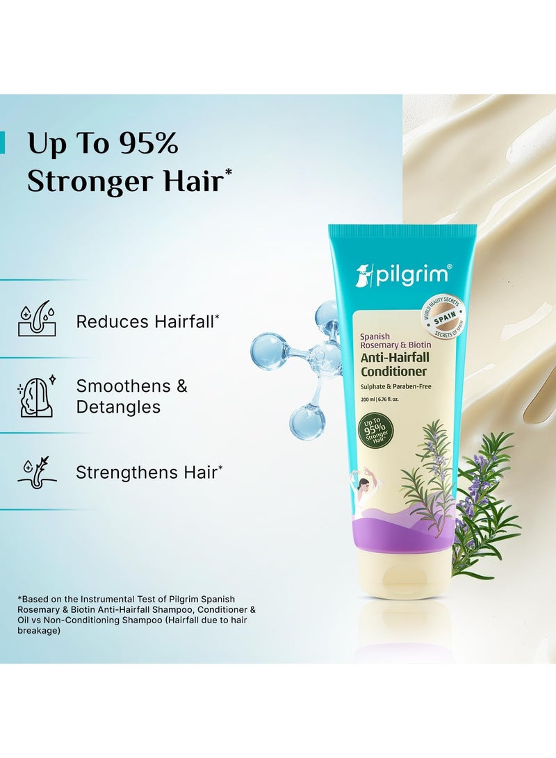 PILGRIM Spanish Rosemary And Biotin Anti Hairfall Conditioner for Reducing Hair Loss And Breakage  Upto 95% stronger hairs  Suitable for all hair types  For Men And Women 200ml - Image 3