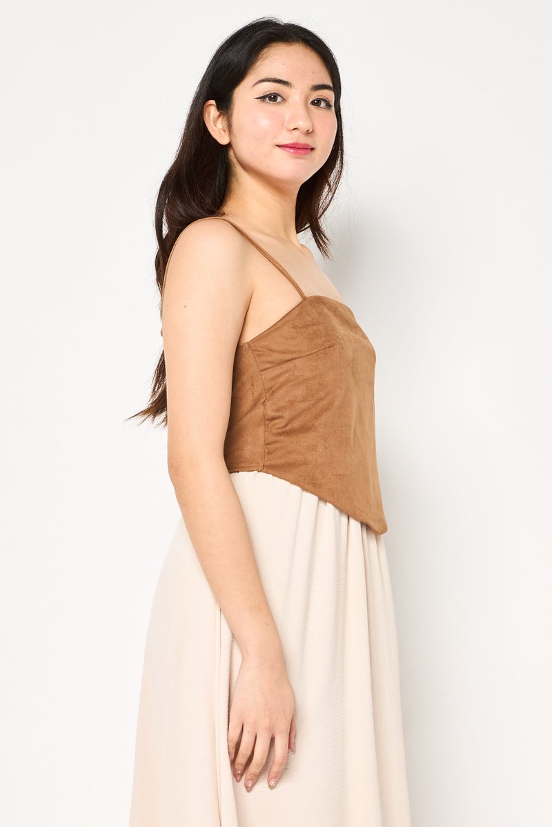 FOREVER 21 Women Square Neck Plain Sleeveless Tank Top, Brown - Image 3