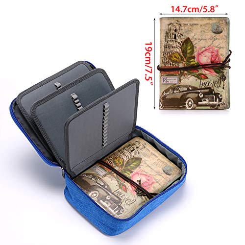 BTSKY® High Capacity Zipper Pens Pencil Case- Multi-Functional Stationery Pencil Pouch 72 Slots Colored Pencil Case Portable Pencil Bags With 2 Removable Sleeves(Blue) - Image 3