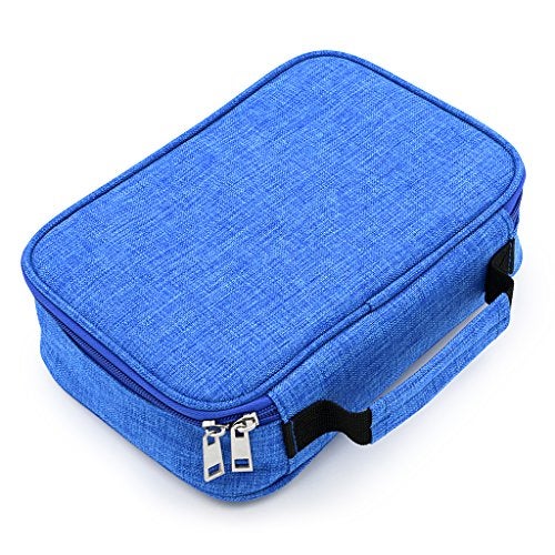BTSKY® High Capacity Zipper Pens Pencil Case- Multi-Functional Stationery Pencil Pouch 72 Slots Colored Pencil Case Portable Pencil Bags With 2 Removable Sleeves(Blue) - Image 1