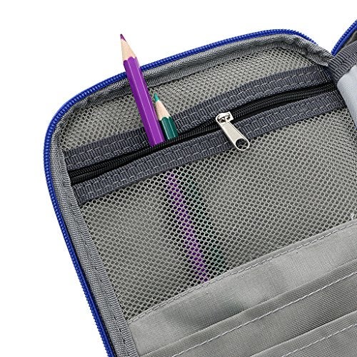 BTSKY® High Capacity Zipper Pens Pencil Case- Multi-Functional Stationery Pencil Pouch 72 Slots Colored Pencil Case Portable Pencil Bags With 2 Removable Sleeves(Blue) - Image 5
